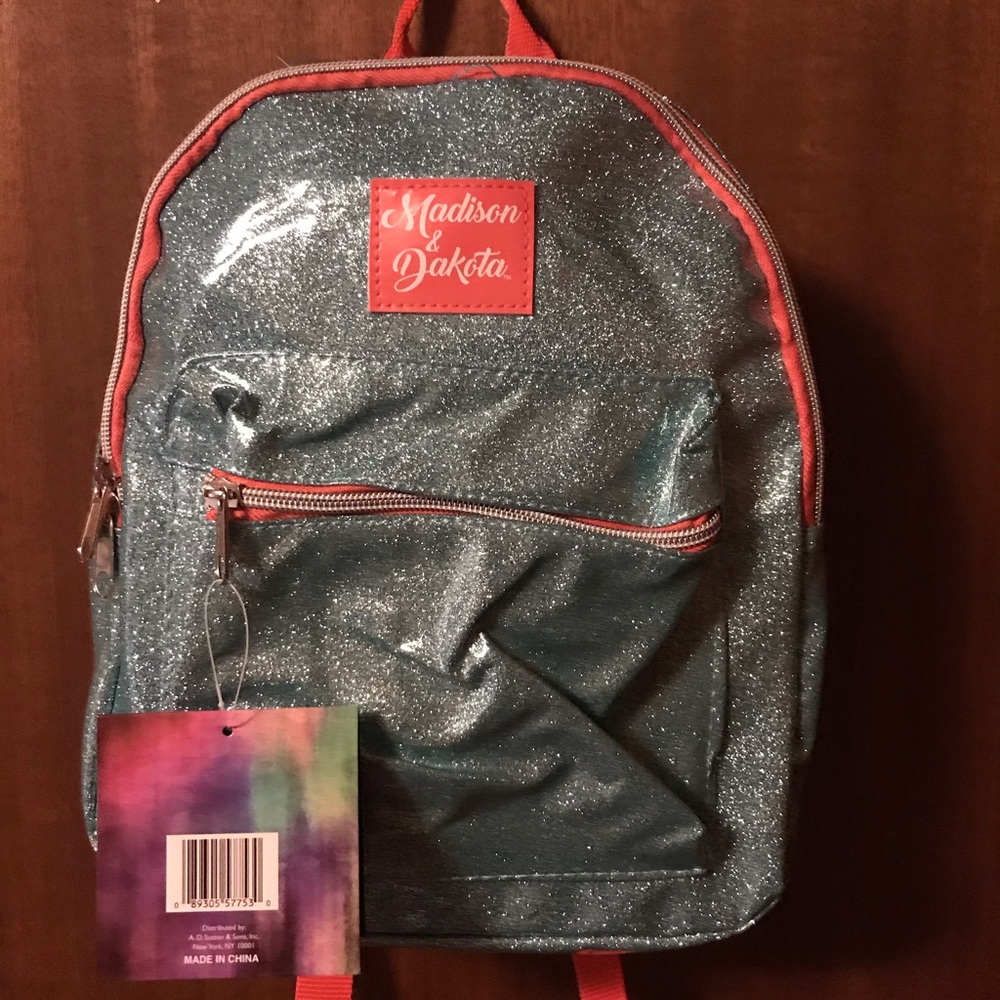 Sliver/blue glitter mini backpack